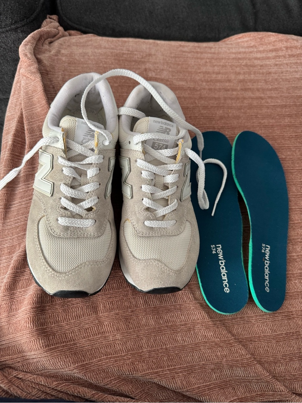 New Balance Women's 574 Sneakers in Light Beige and White